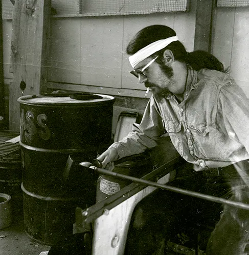 smoking at the glass studio