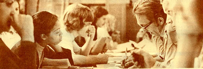 Students in class, 1973