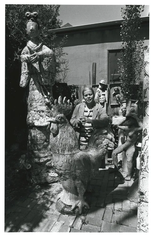 Viola Frey with sculptures, 1981